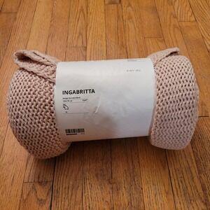 IKEA Ingabritta Knitted Throw Blanket Pale Pink 51x67 Home Decor Cozy Comfy Gift